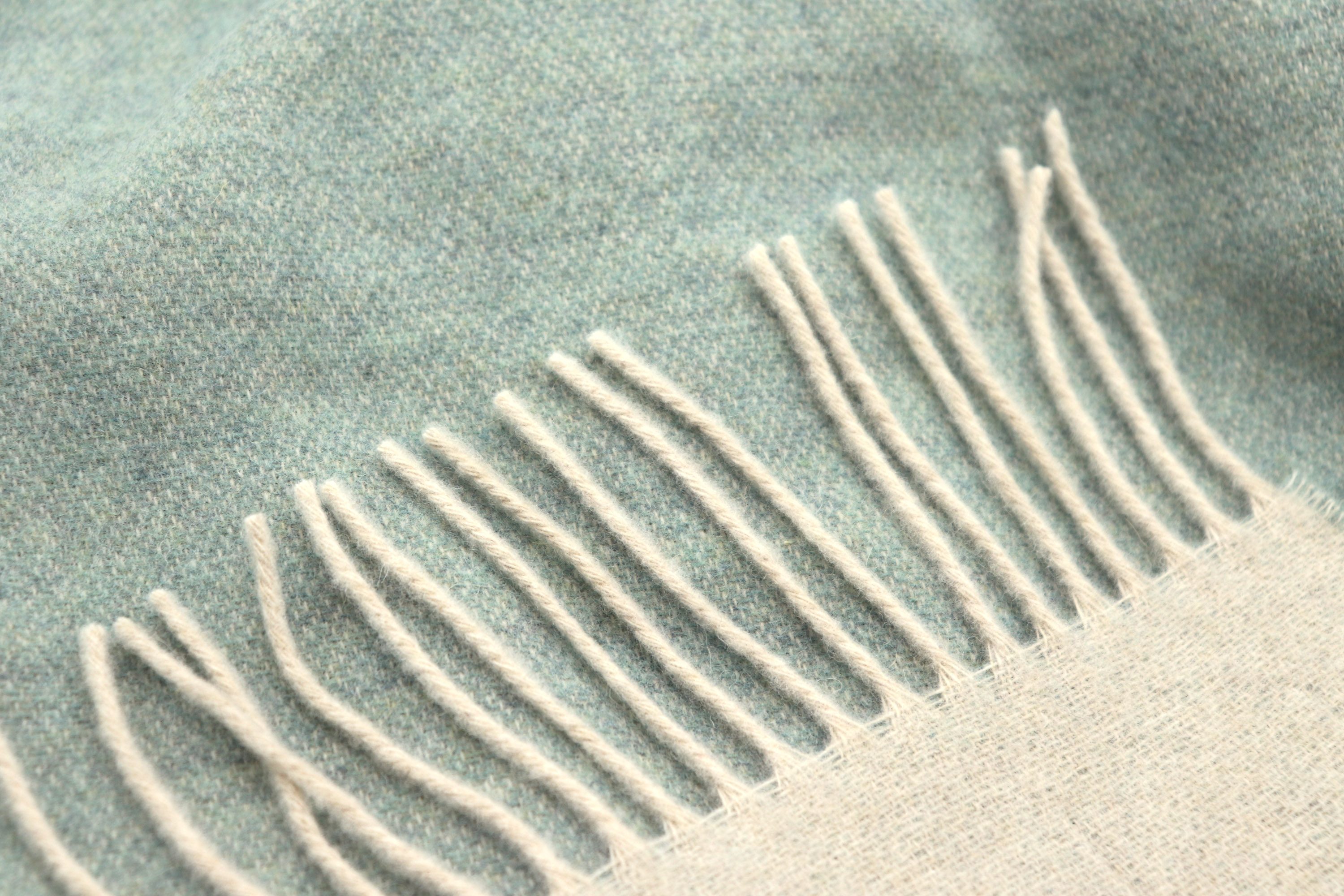 Kaschmirplaid Hochwertiges Kaschmirplaid mit Fransen in salvia-creme - Fransen