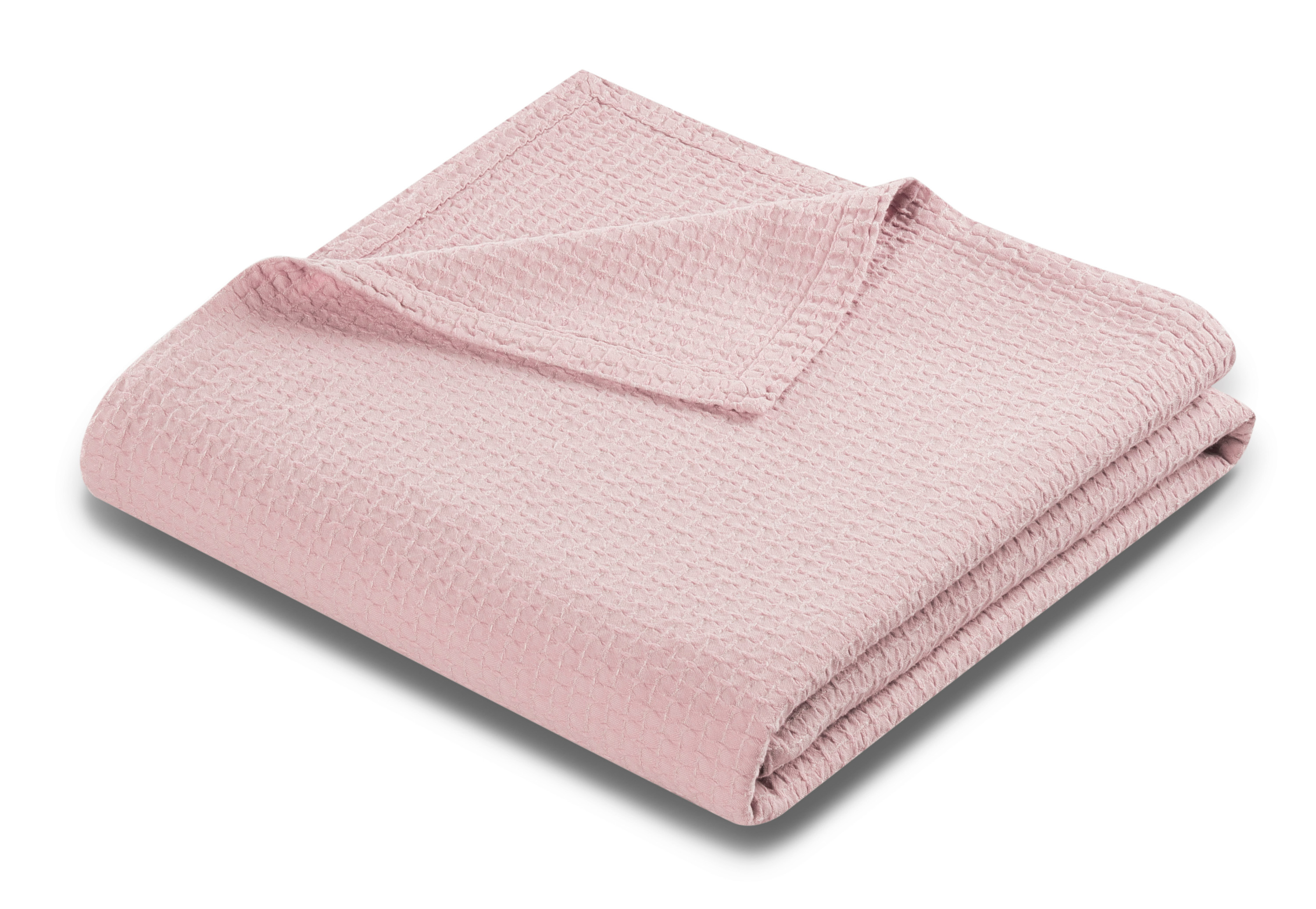 Leichter Bettüberwurf "Ruffle rose" mit Struktur-Muster in rosa 220x240 cm