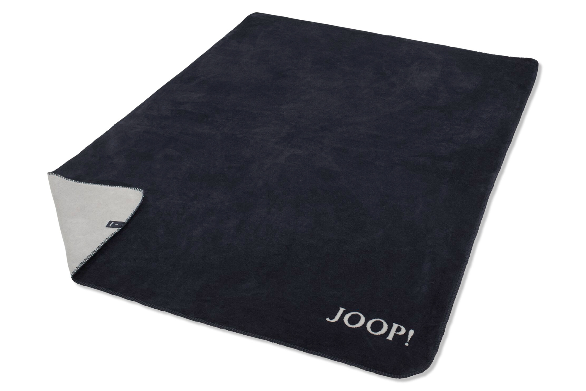 Joop! Wohndecke Uni-Doubleface Marine-Rauch Freisteller mit umgelegter Ecke