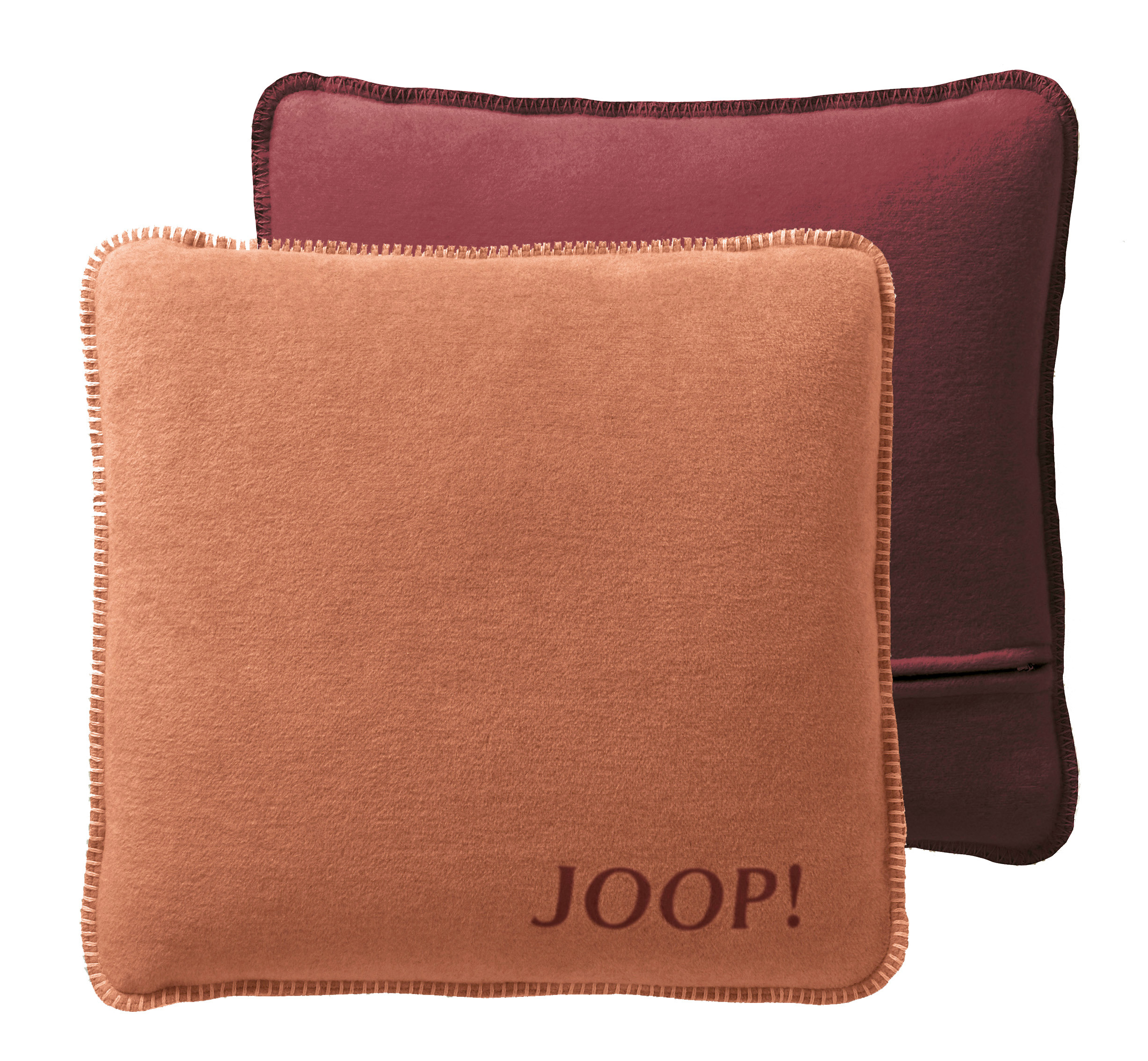 JOOP! Kissen Uni-Doubleface Kupfer-Granat - Vorder- und Rückseite