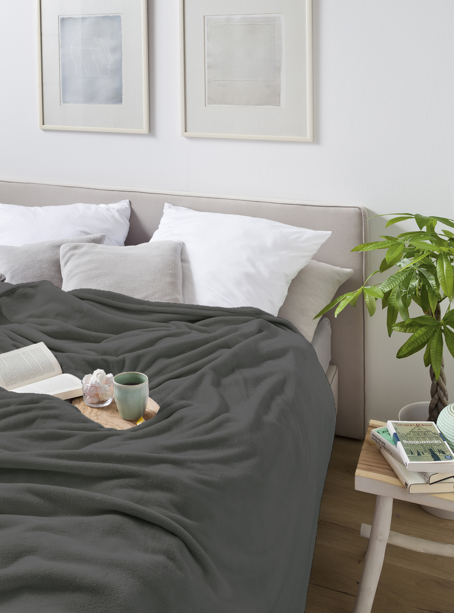 Wohn- und Kuscheldecke "Soft & Cover" Einfarbige Fleecedecke "Soft & Cover" in 150x200 cm in anthrazit - Milieu