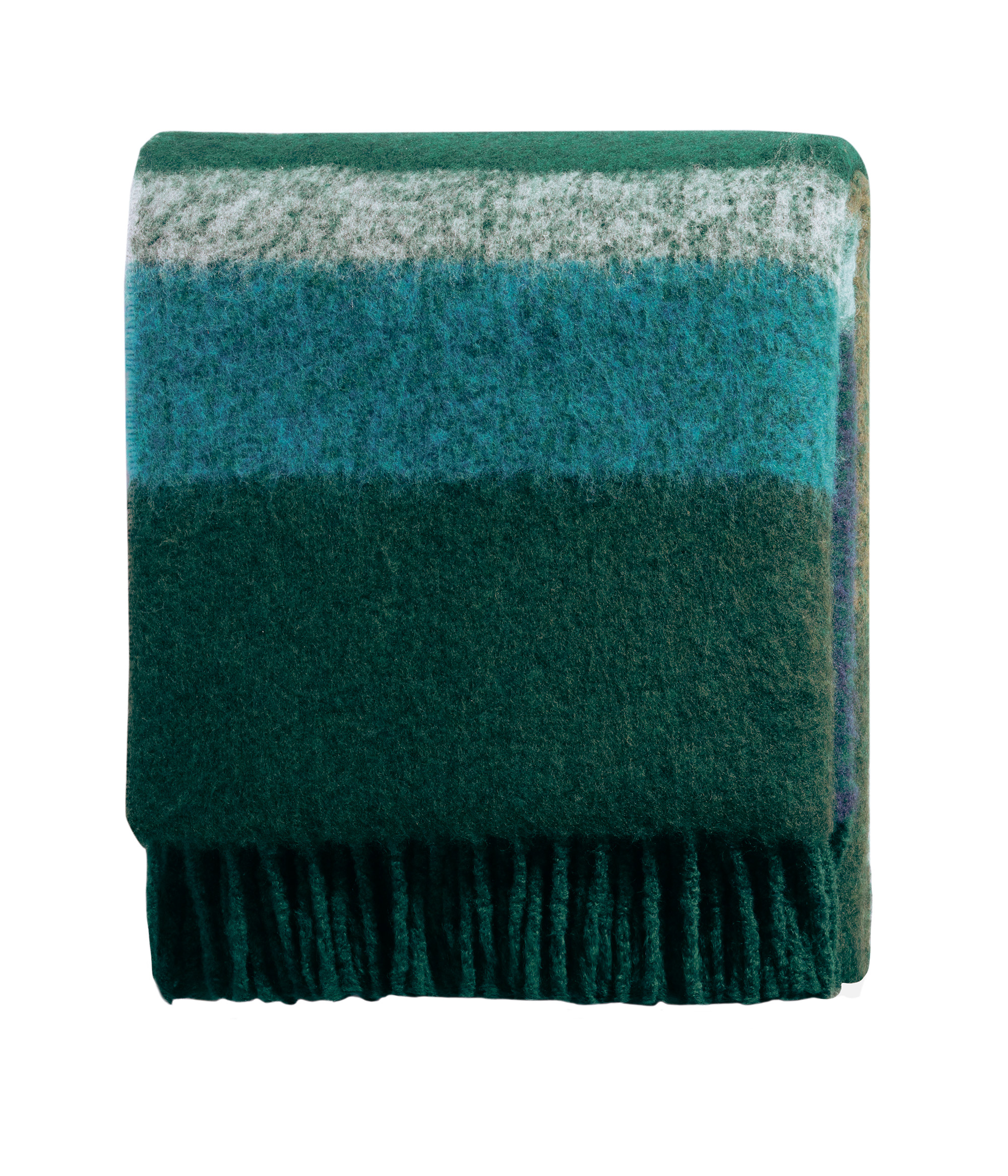 Fransenplaid Mohair Look Emerald Päckchenbild frontal von oben