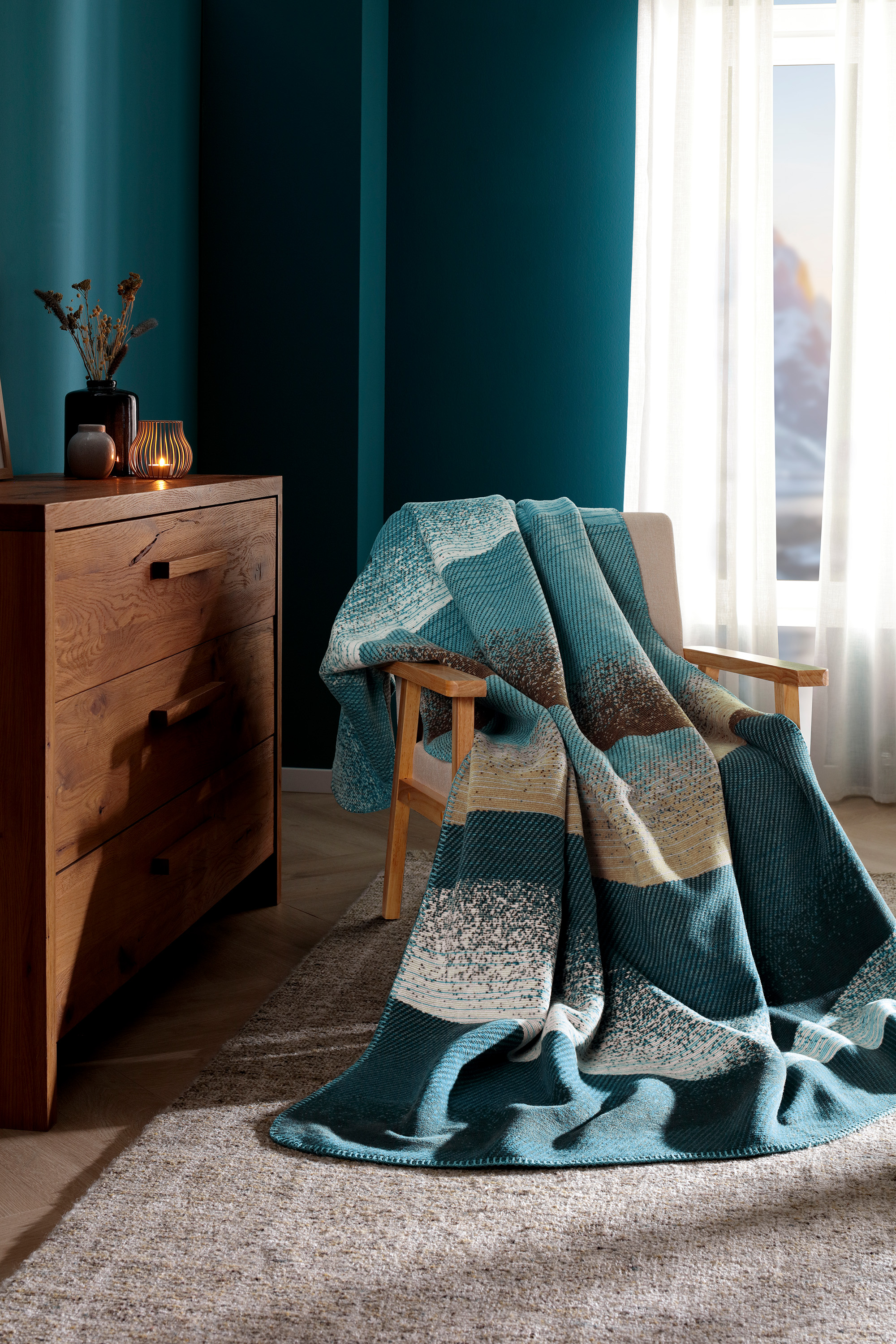 Wohndecke "Ocean Wave" Kuscheldecke Ocean Wave Milieubild Hochformat