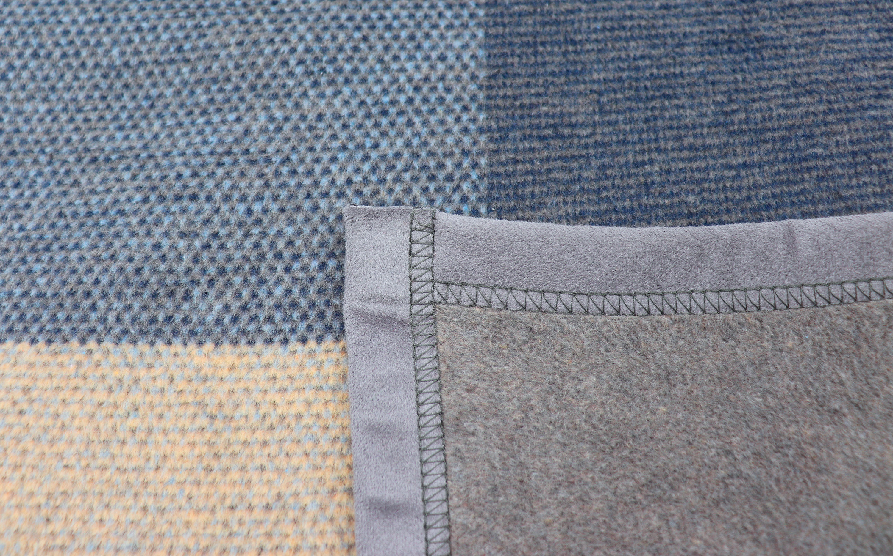 Baumwolldecke Blue woven Nahaufnahme Einfassung