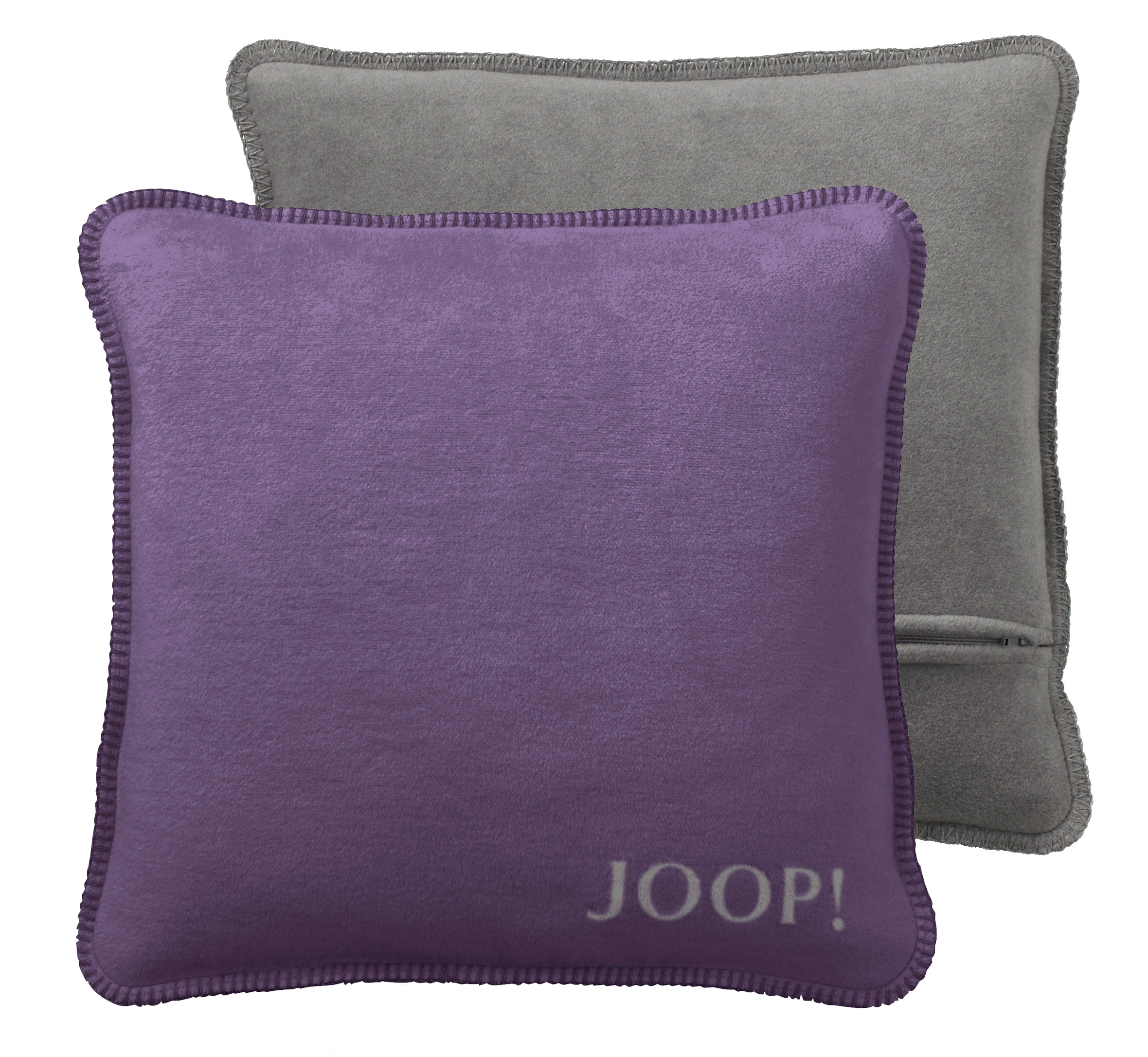 JOOP! Kissen Uni-Doubleface Violett-Schiefer - Vorder- und Rückseite_