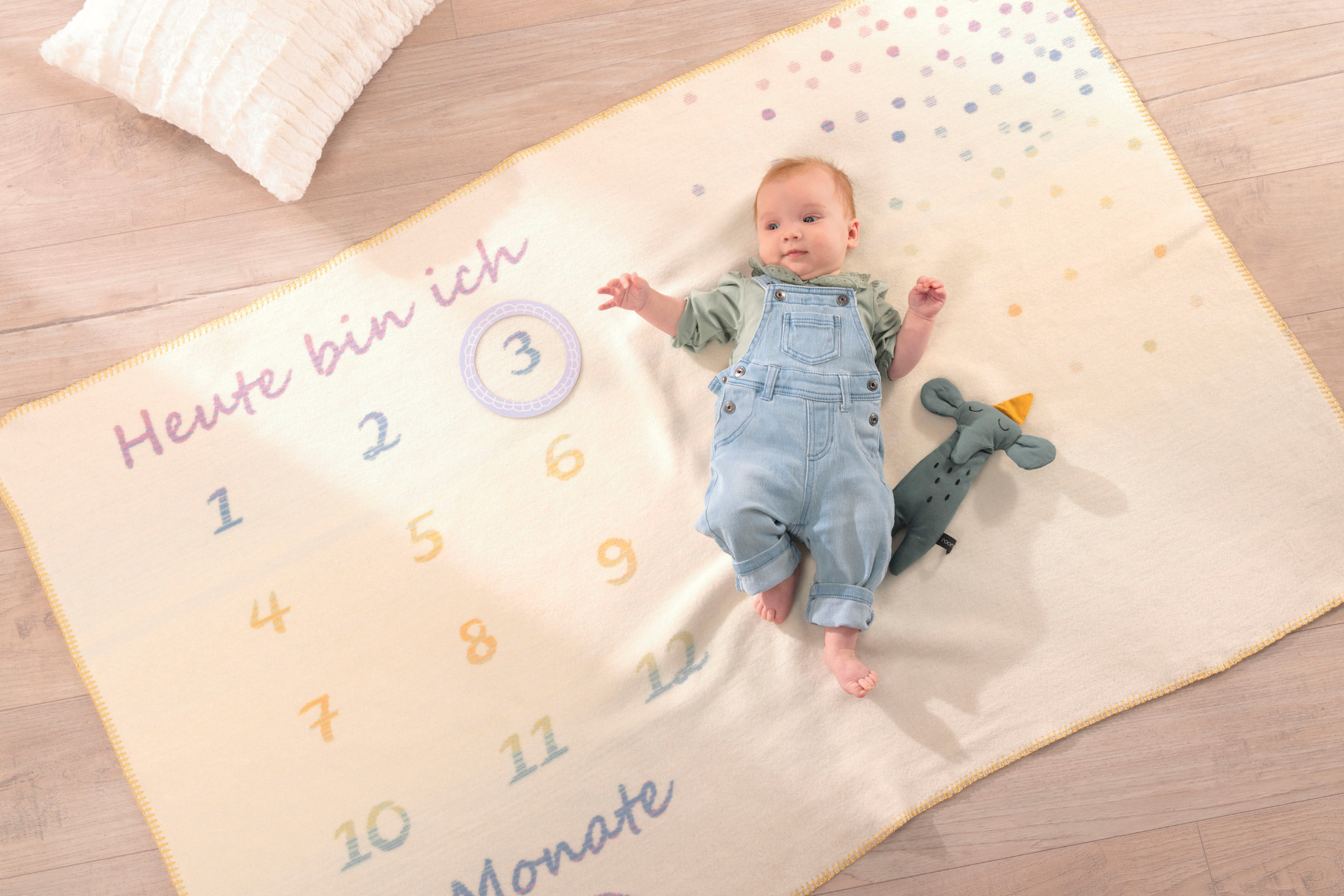 Emotionale Milieuaufnahme zur Babydecke Milestone