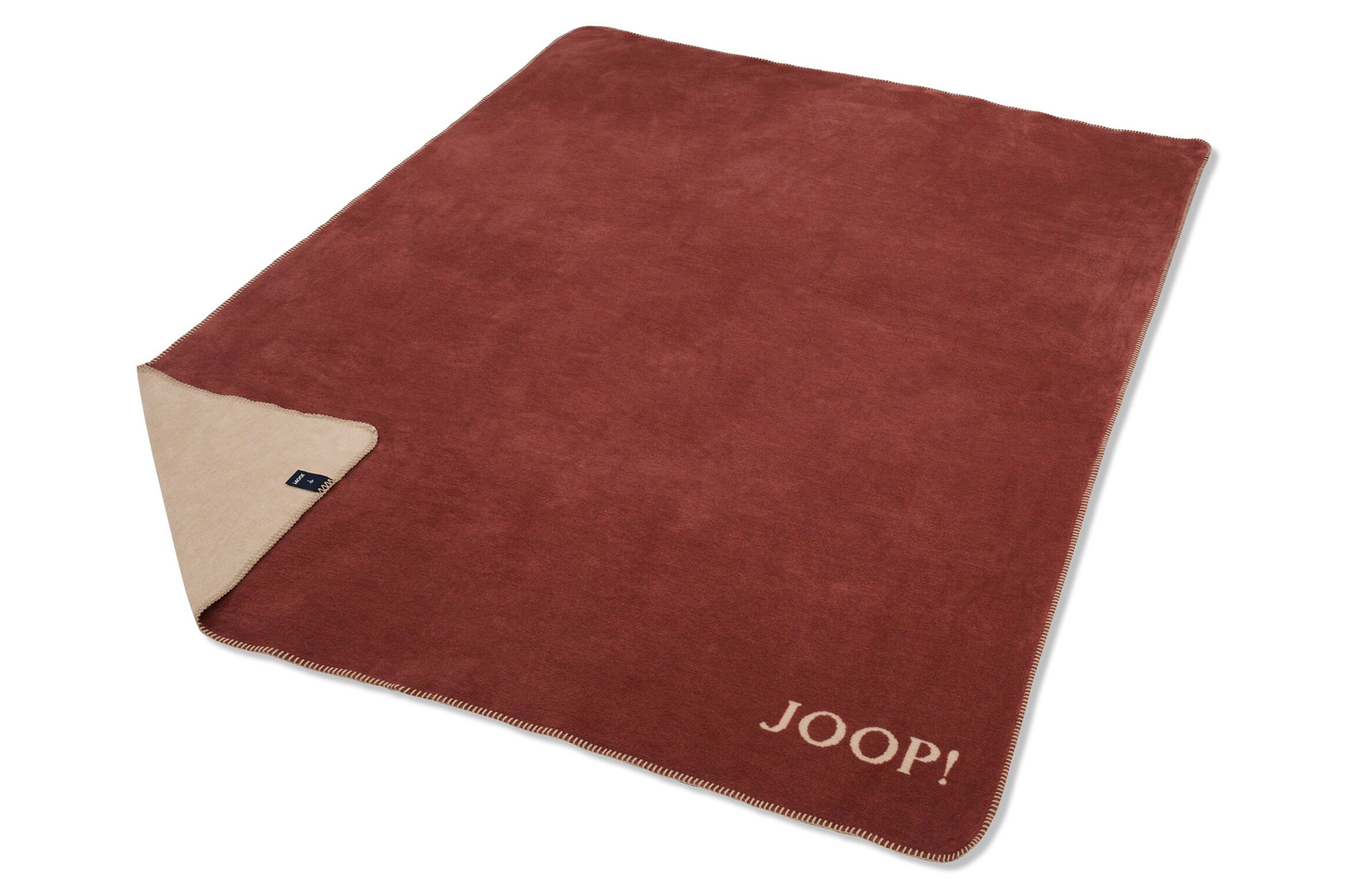 Wohndecke JOOP! Melange Doubleface Siena-Natur Freisteller mit umgelegter Ecke