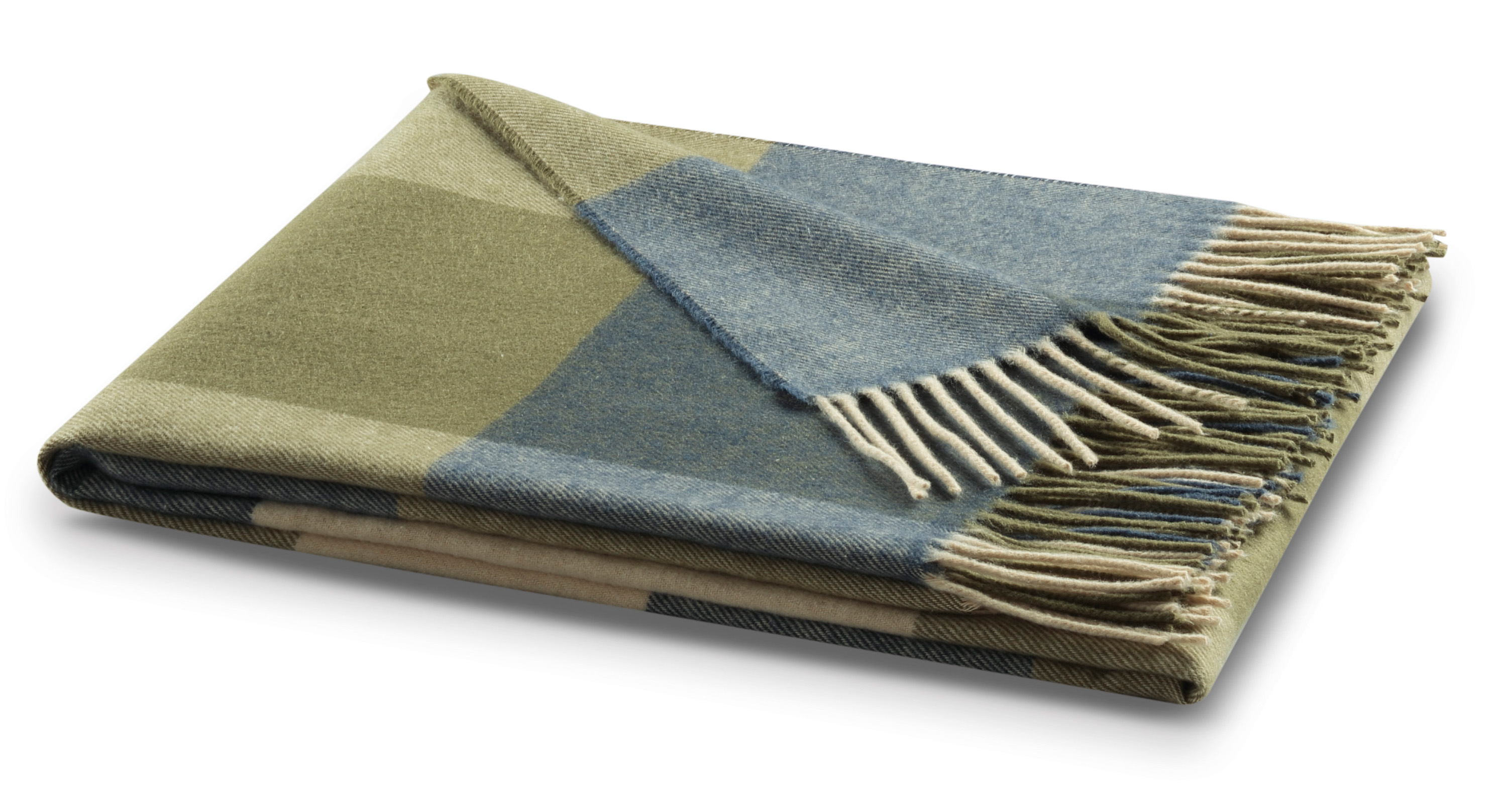 grün - blau kariertes Fransenplaid "Check Green" aus Baumwollmischung - Päckchen