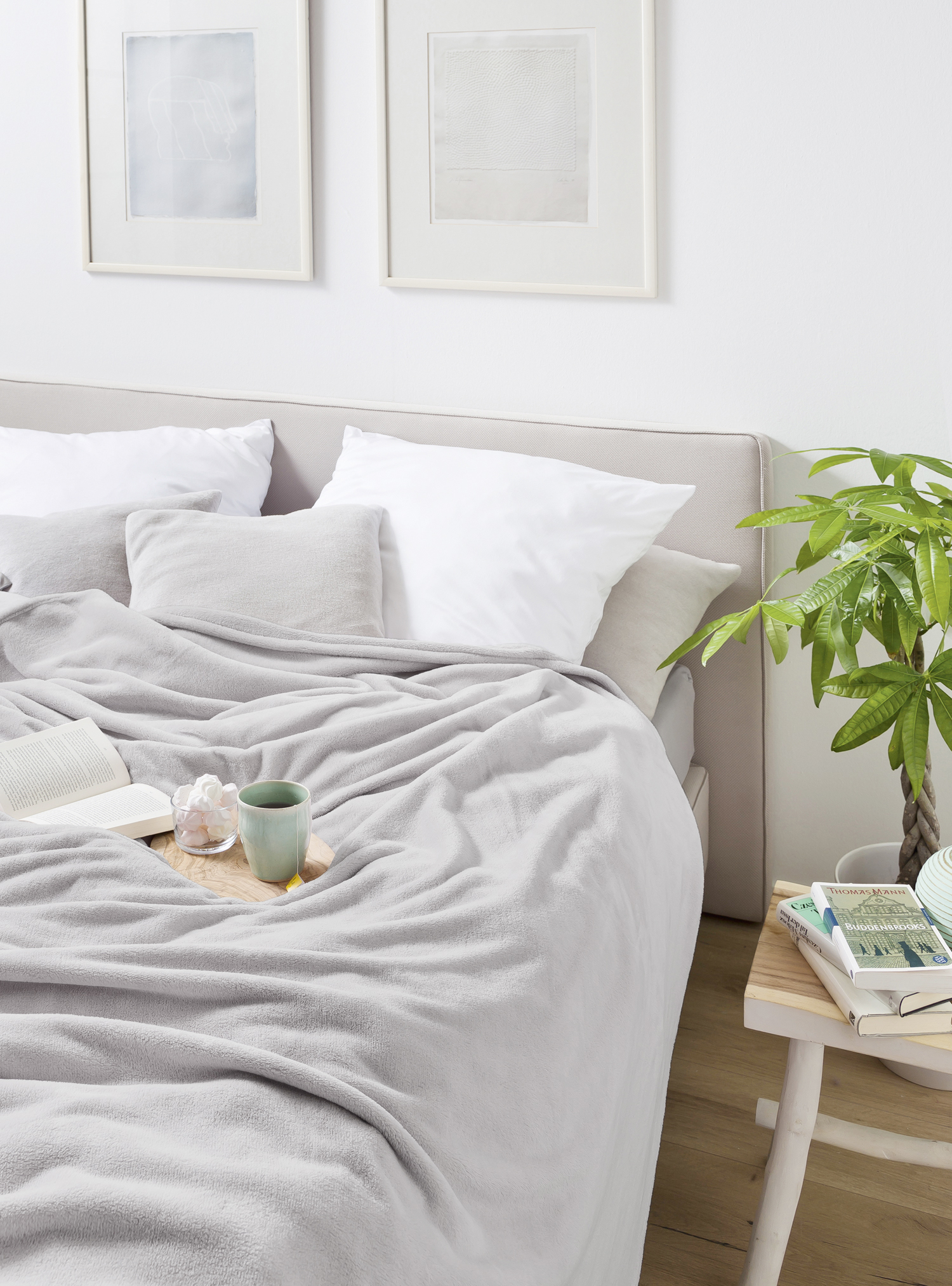 Wohn- und Kuscheldecke "Soft & Cover" Einfarbige Fleecedecke "Soft & Cover" in 150x200 cm in silber - Milieu