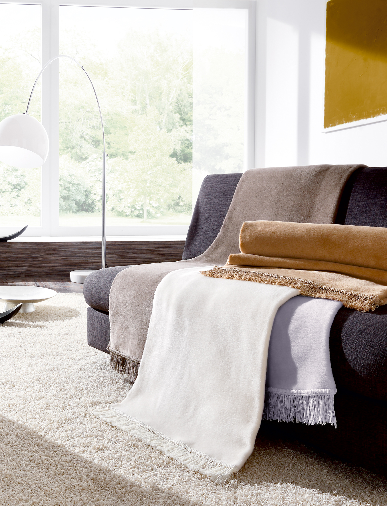 Sofa- und Sesselschoner "Cover Cotton" mit Fransen in natur - Sofa