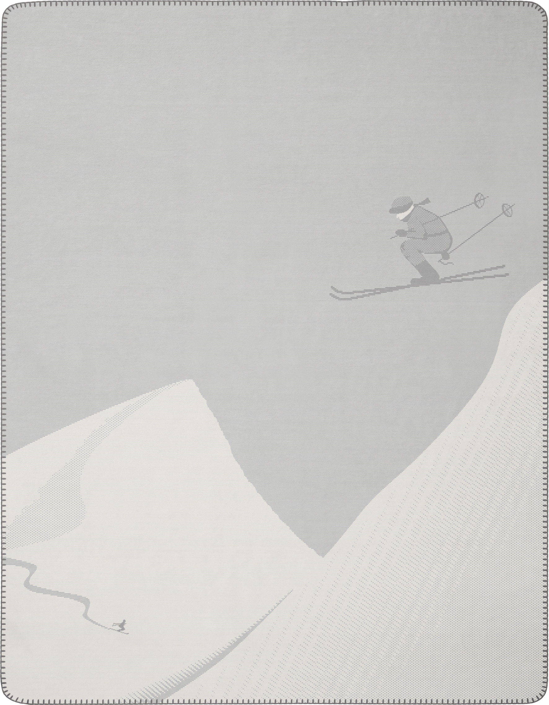 Wohndecke mit Ski-Motiv Skisprung in grau