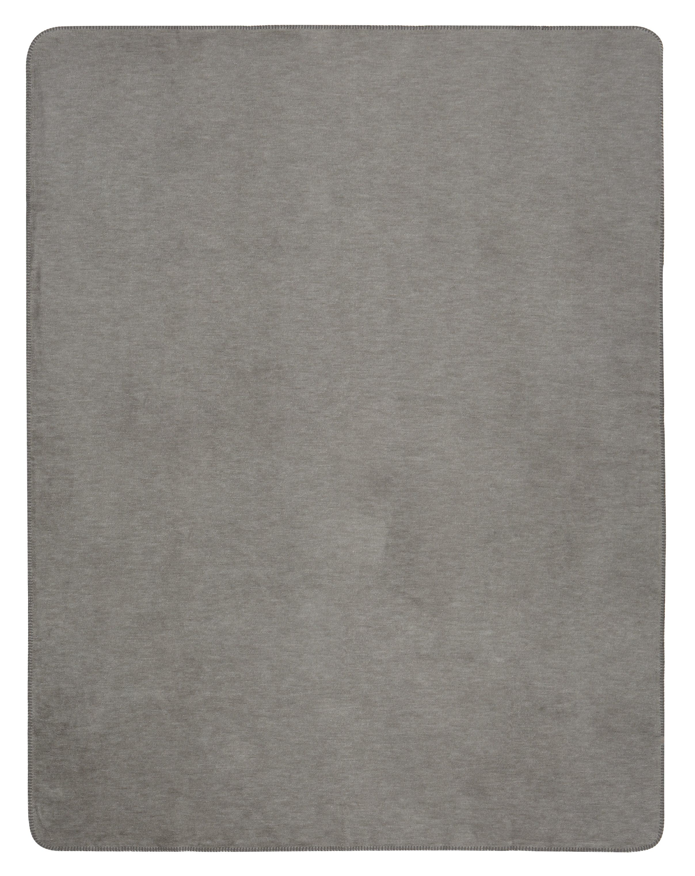 Wohndecke "Melange Doubleface" aus Baumwollmischgewebe in 150x200 cm in Natur-Graphit - Rückseite