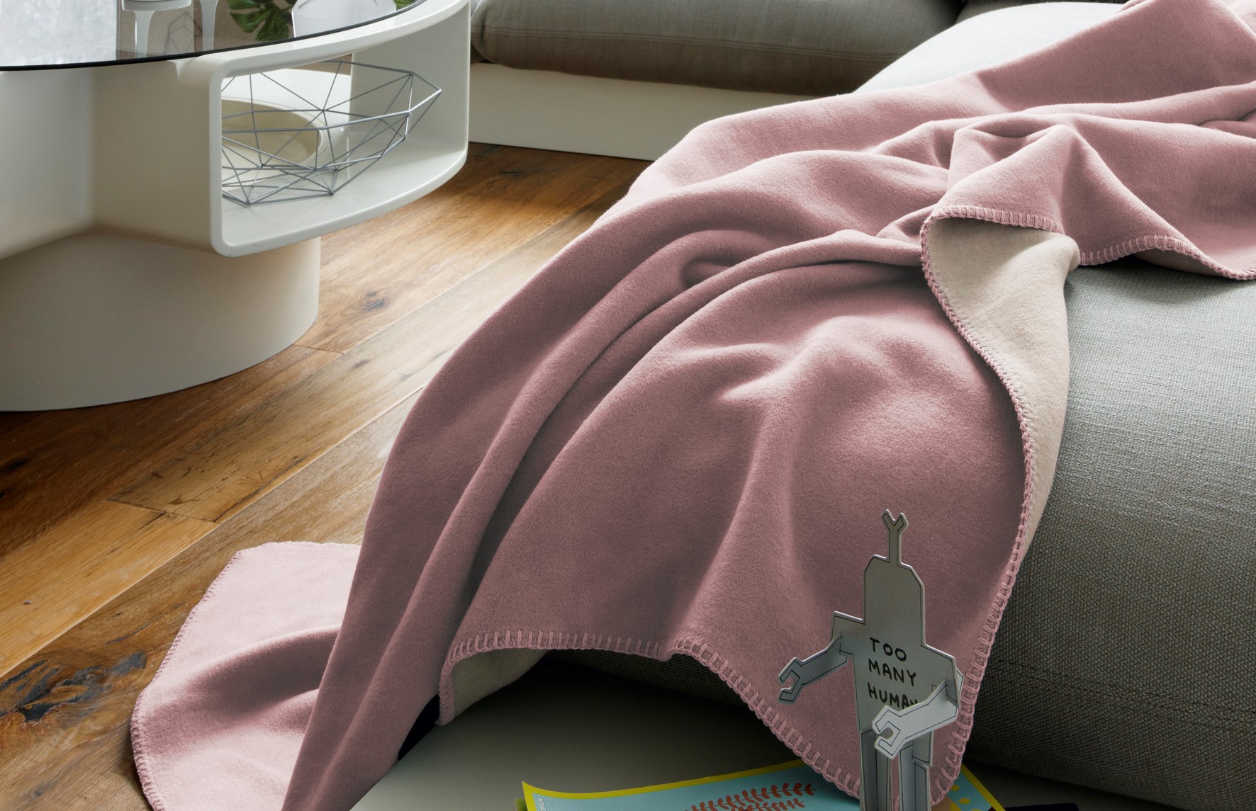 Biederlack Kuscheldecke Duo Cotton rosa